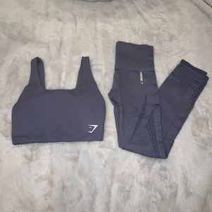 Gym Shark Workout Set Sports Bra and Full Length High Waisted Leggings